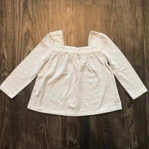 White and Navy Blue Polka Dot Blouse